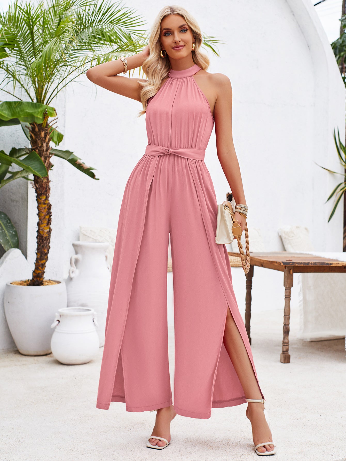 Galocmo 2024 Sleek Halter Neck Jumpsuit – Unleash Your Sophistication