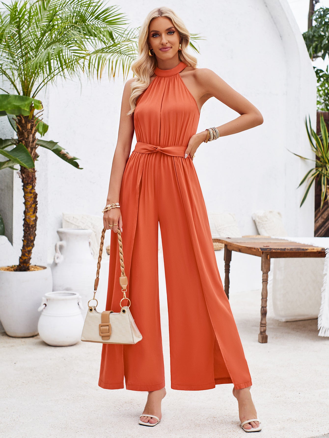 Galocmo 2024 Sleek Halter Neck Jumpsuit – Unleash Your Sophistication