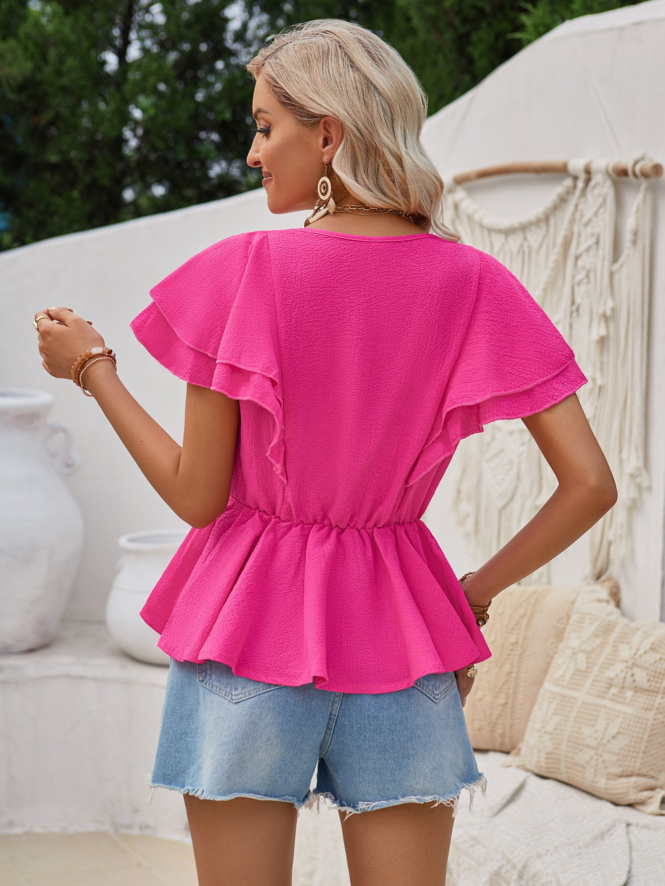Galocmo Women's Summer V-Neck Top