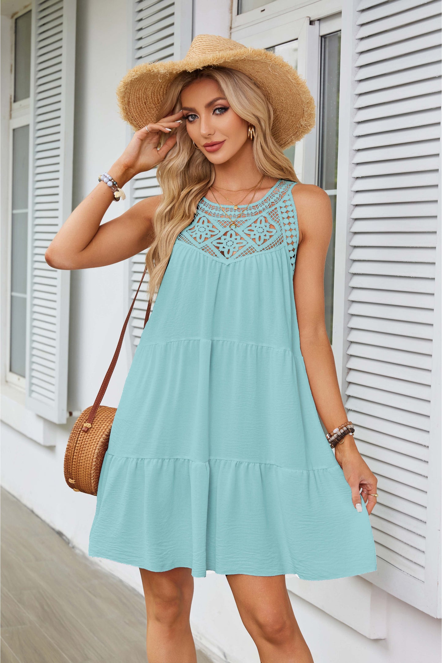 2024 women boho halter mini dress