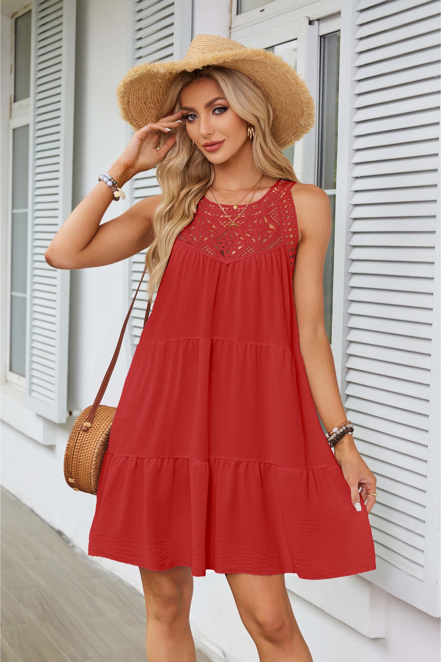 2024 women boho halter mini dress