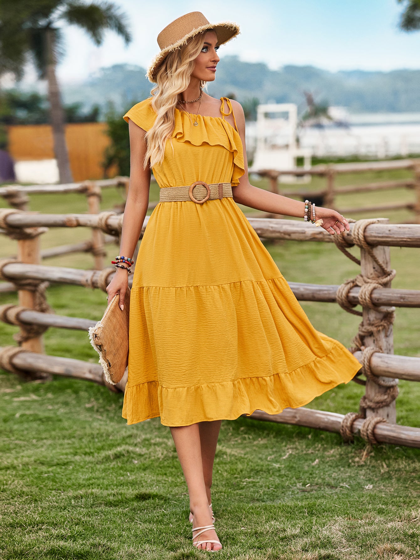 Galocmo Women's One Shoulder Maxi Dress