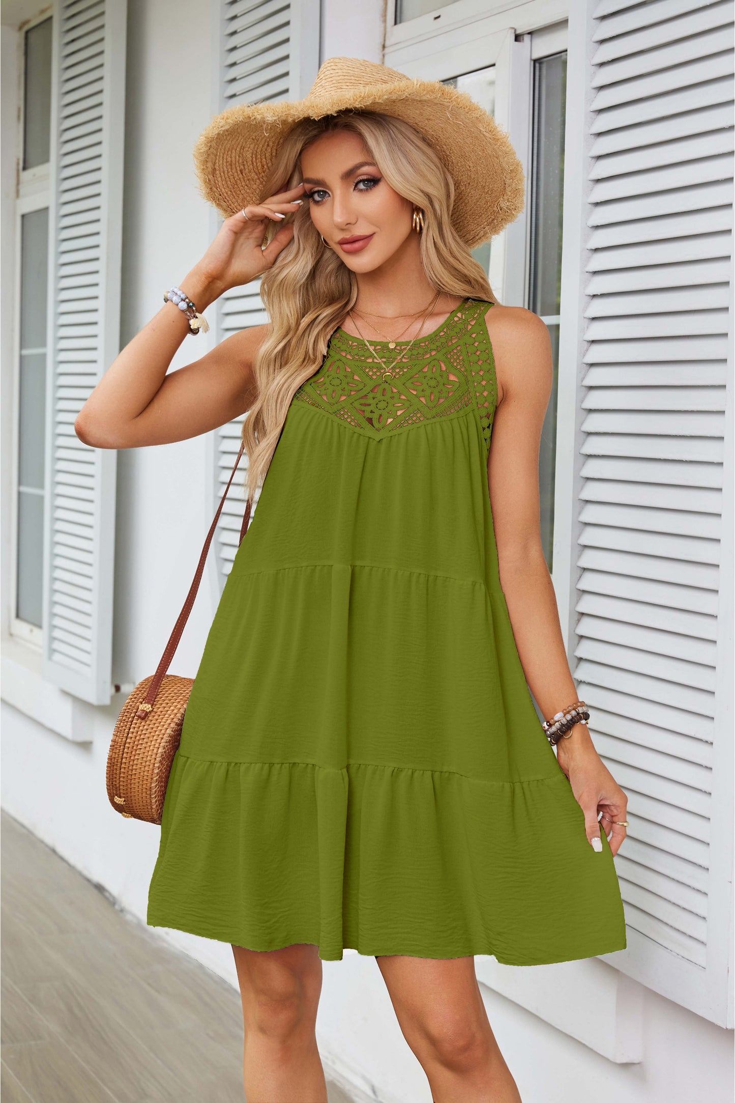 2024 women boho halter mini dress