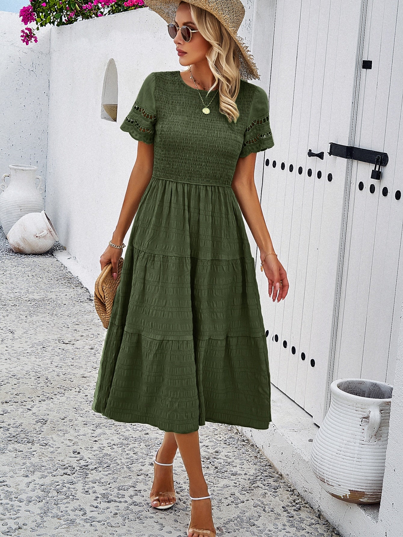 Galocmo 2024 Elegant Tiered Midi Dress