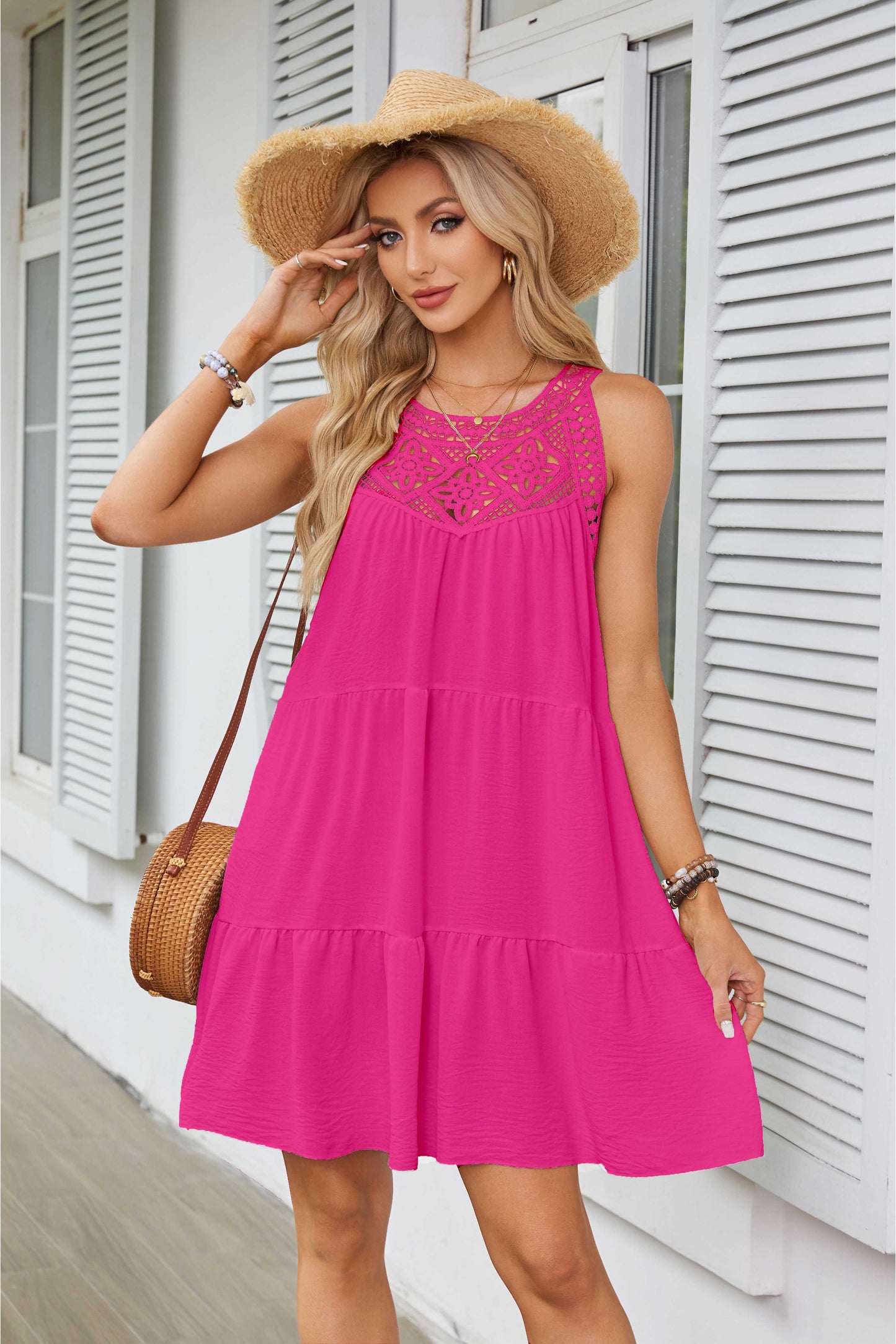 2024 women boho halter mini dress