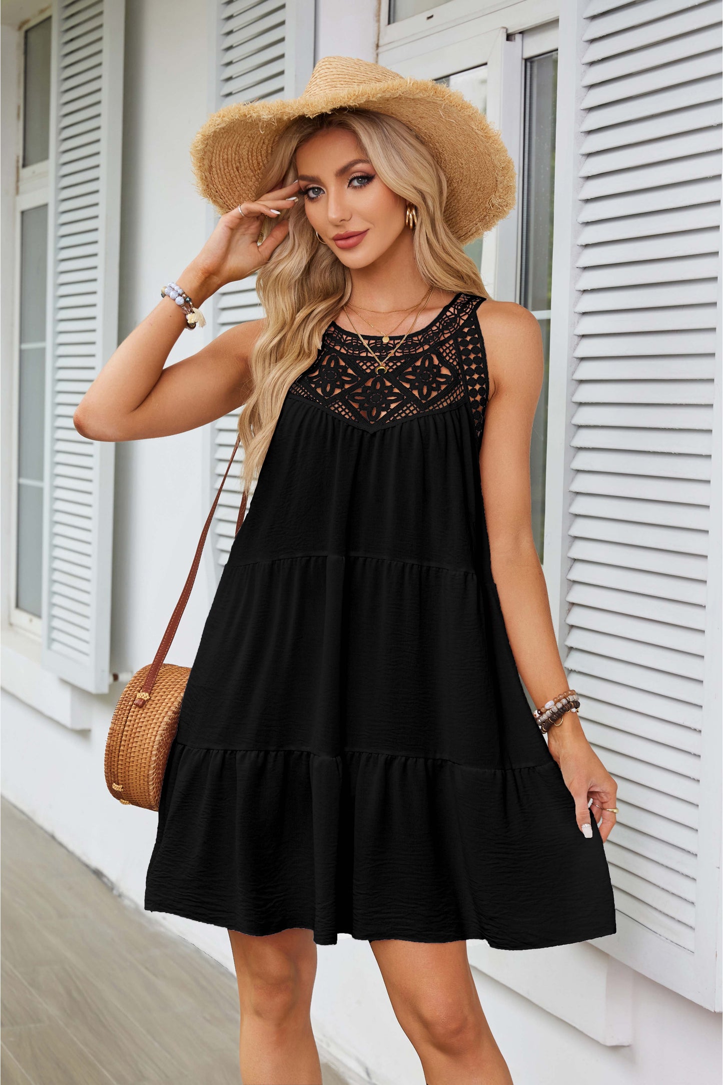 2024 women boho halter mini dress