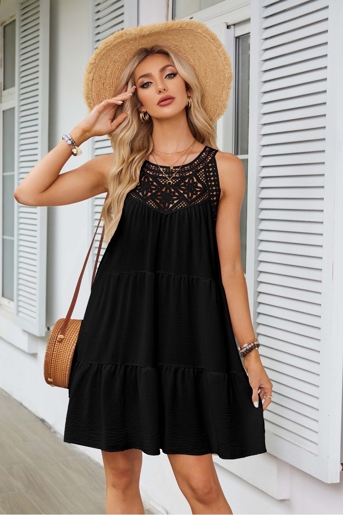 2024 women boho halter mini dress
