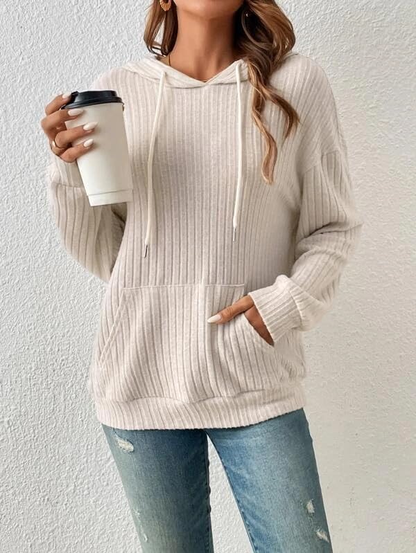 Cream Knit Pit Stripe Hoodie