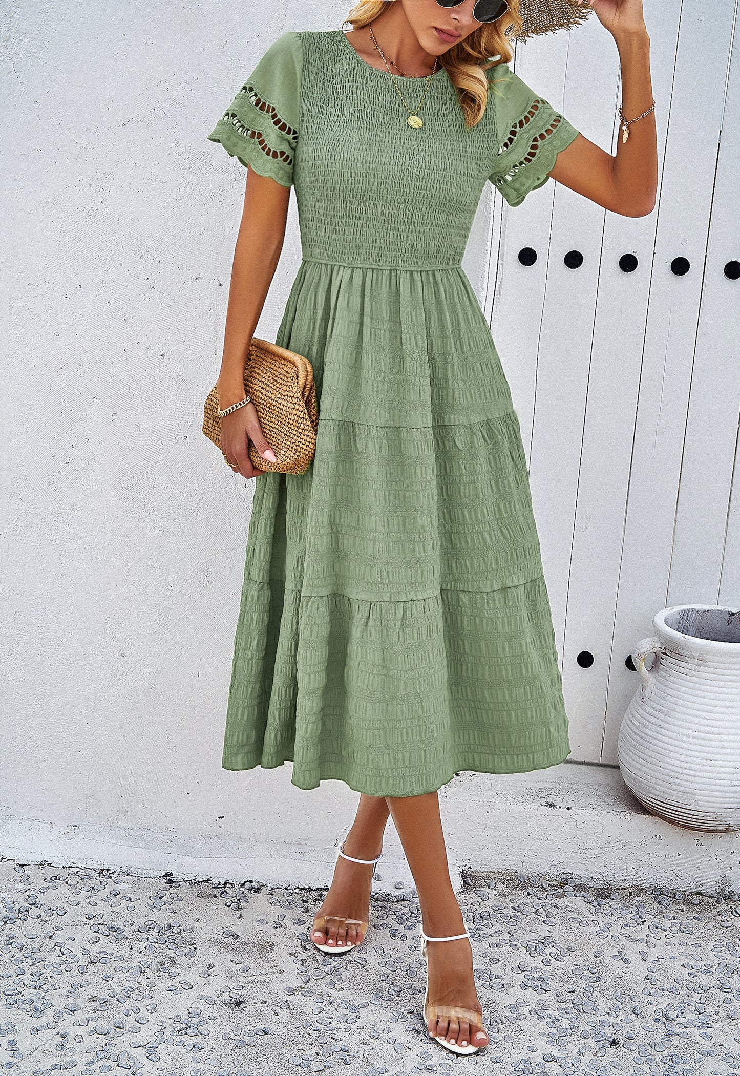 Galocmo 2024 Elegant Tiered Midi Dress