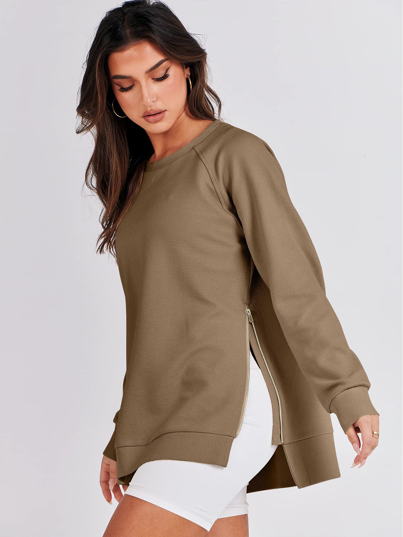 Side Zipper Casual Sweatshirt