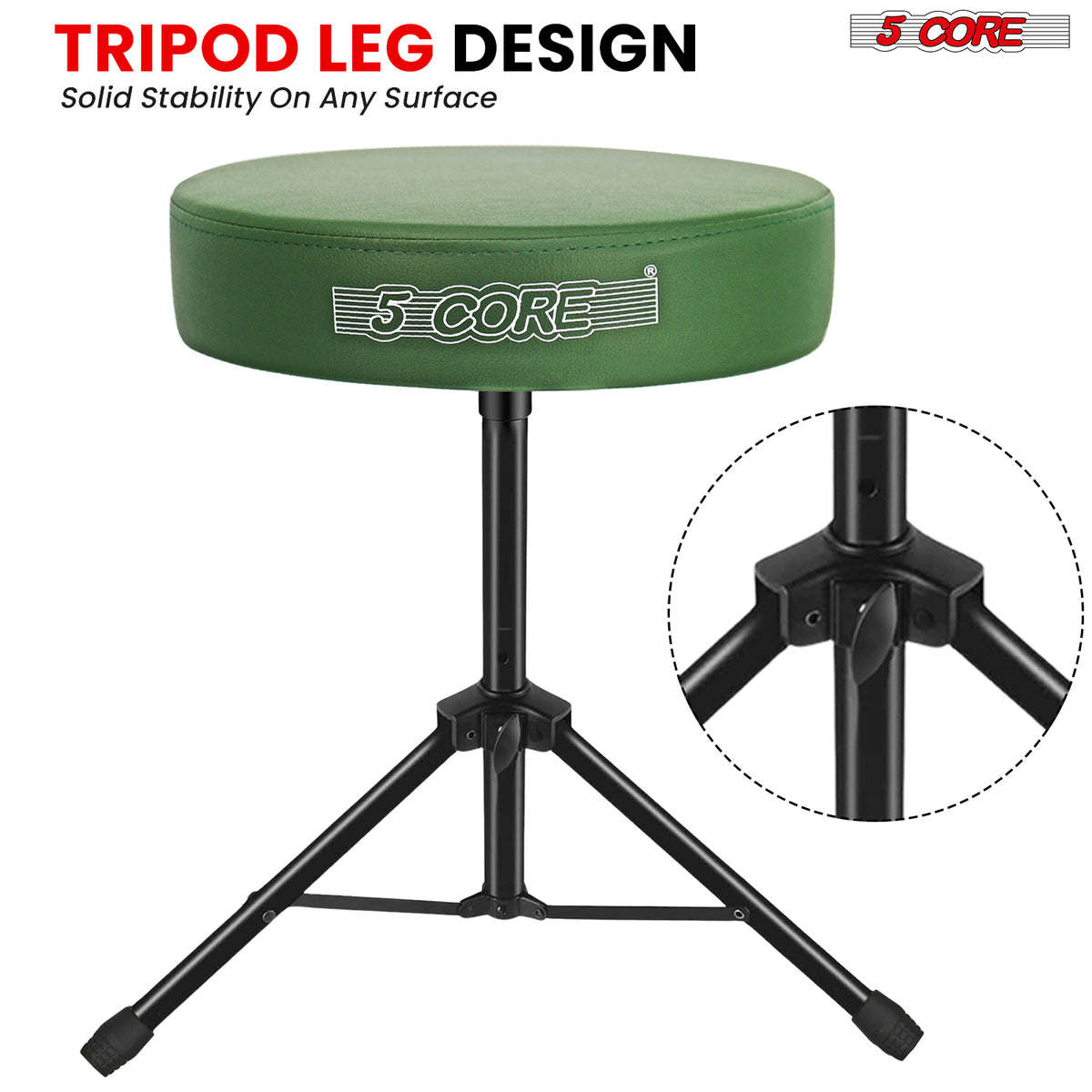 5Core Drum Throne Padded Guitar Stool Height Adjustable Drummer Seat Music Chair for Adults And Kids - DS 01