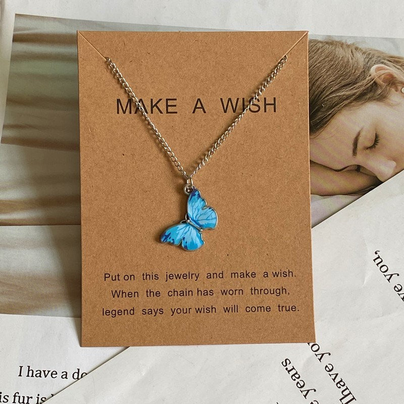 Fashion Women Necklace Korea Style New Butterfly Pendant Necklace Gift For Girl Cute Lovely Neck Jewelry Wholesale Dropshipping