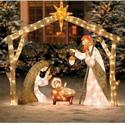 Tinsel Nativity Scene Home Decor Christmas Decoration Wedding