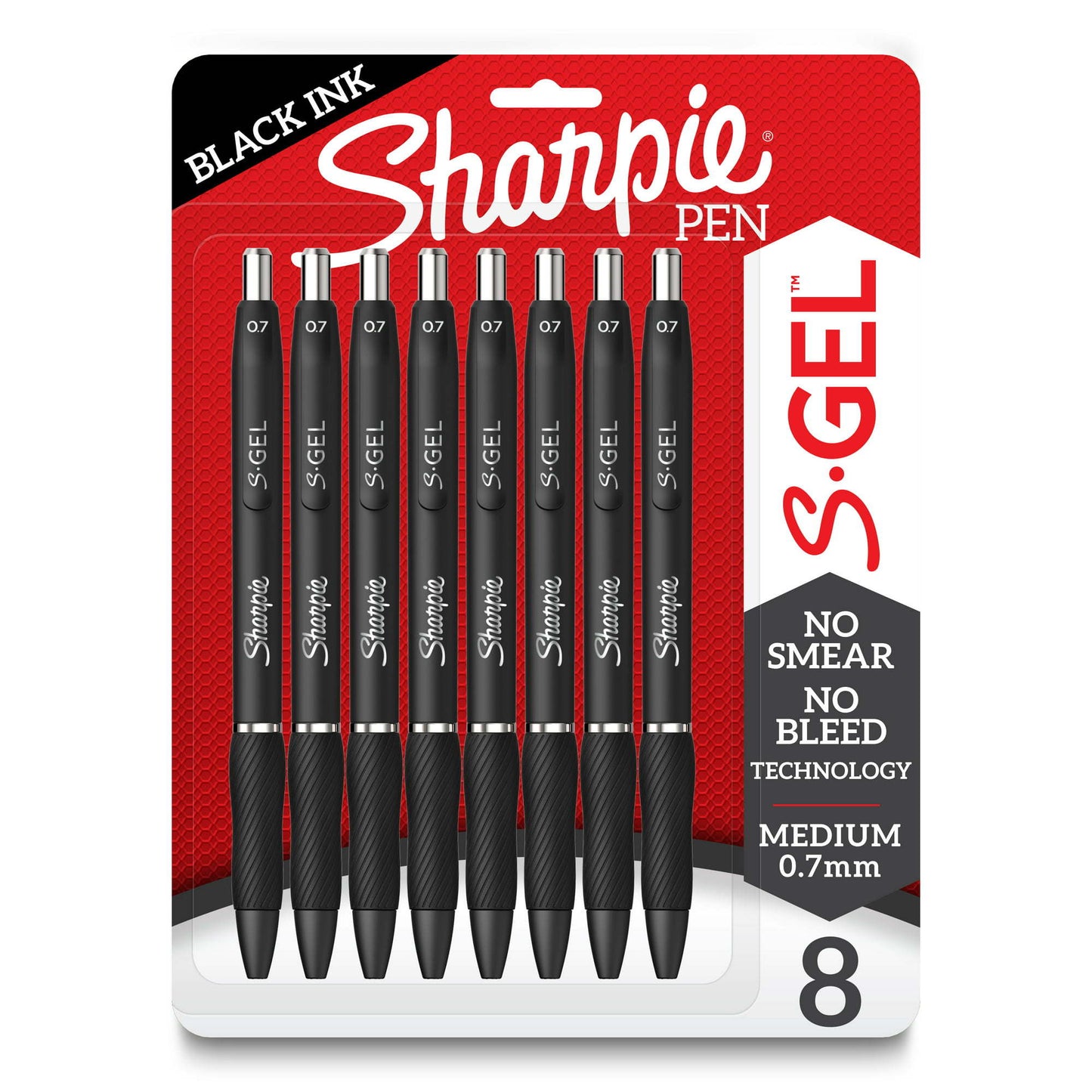 Sharpie S-Gel Gel Pens, Medium Point (0.7mm), Black, 8 Count