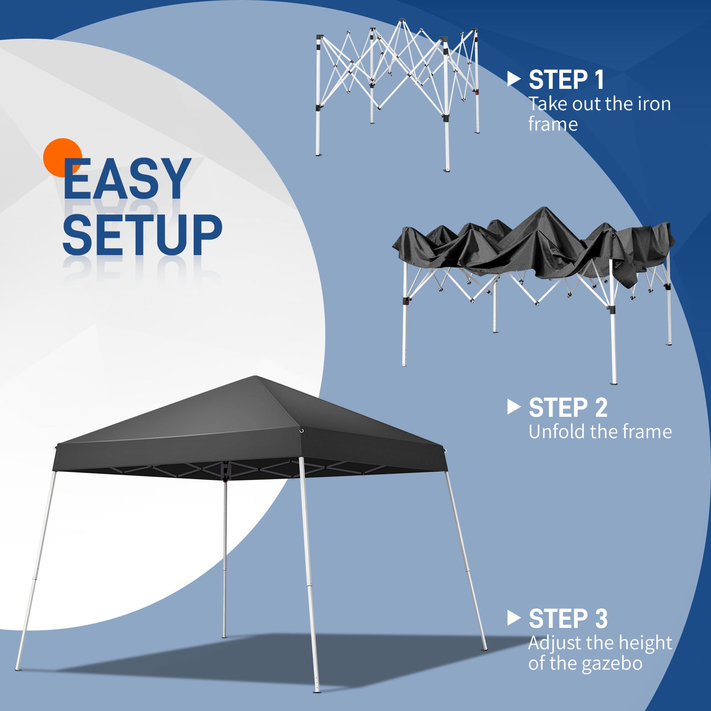 8X8ft dark grey, beveled, non-woven, Folding Shed, Oxford cloth, spray iron pipe, portable