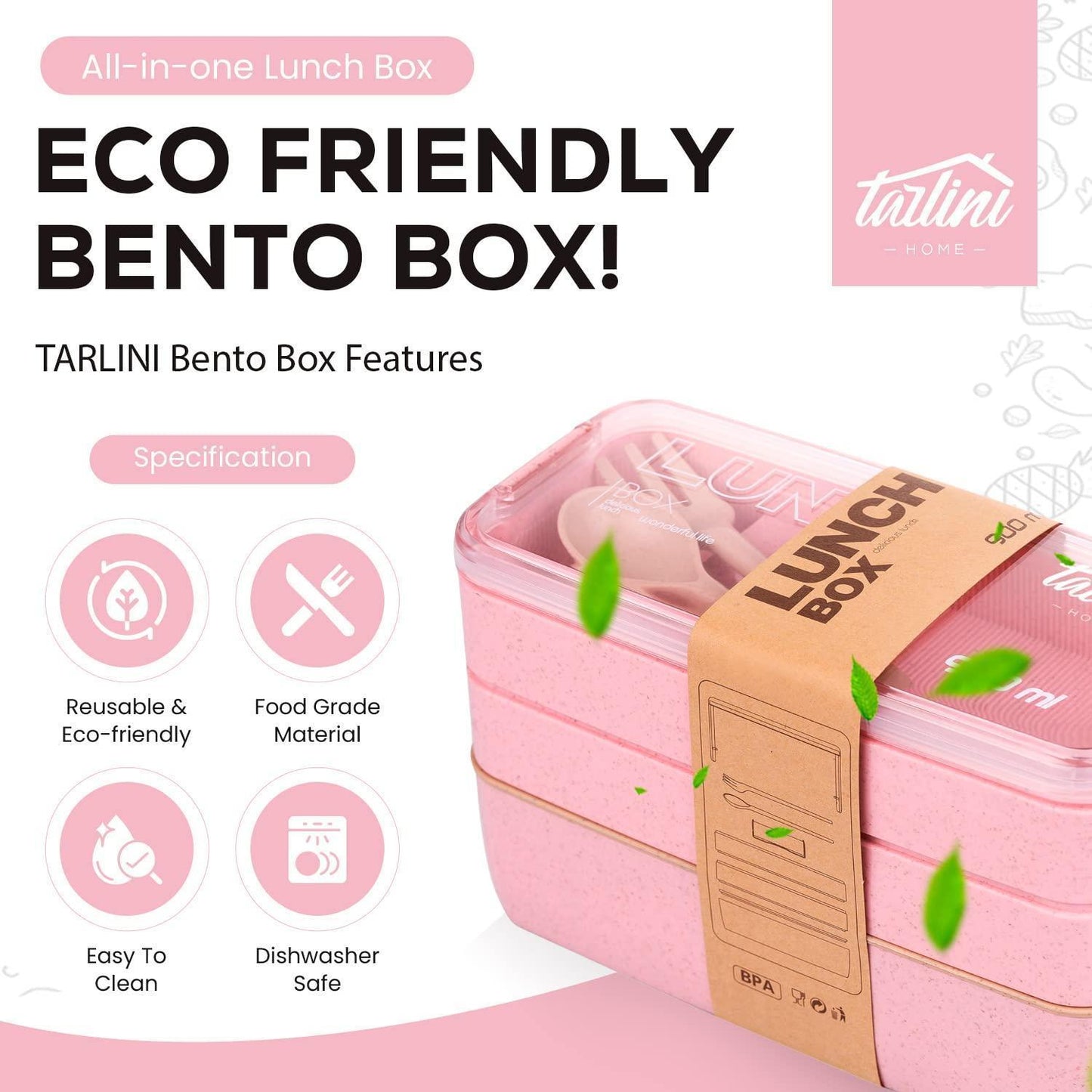 Pink Bento Box Lunch Containers Portable Microwave Japanese Bento Box Meal Prep Containers For Healthy Food For Adults Women Microwaveable Bowl Plastic Container