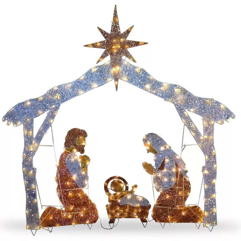 Tinsel Nativity Scene Home Decor Christmas Decoration Wedding