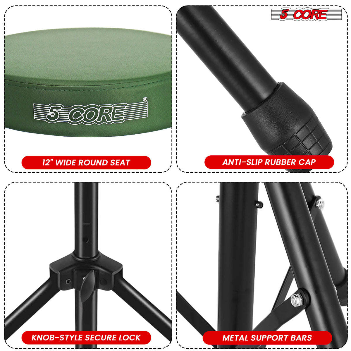 5Core Drum Throne Padded Guitar Stool Height Adjustable Drummer Seat Music Chair for Adults And Kids - DS 01