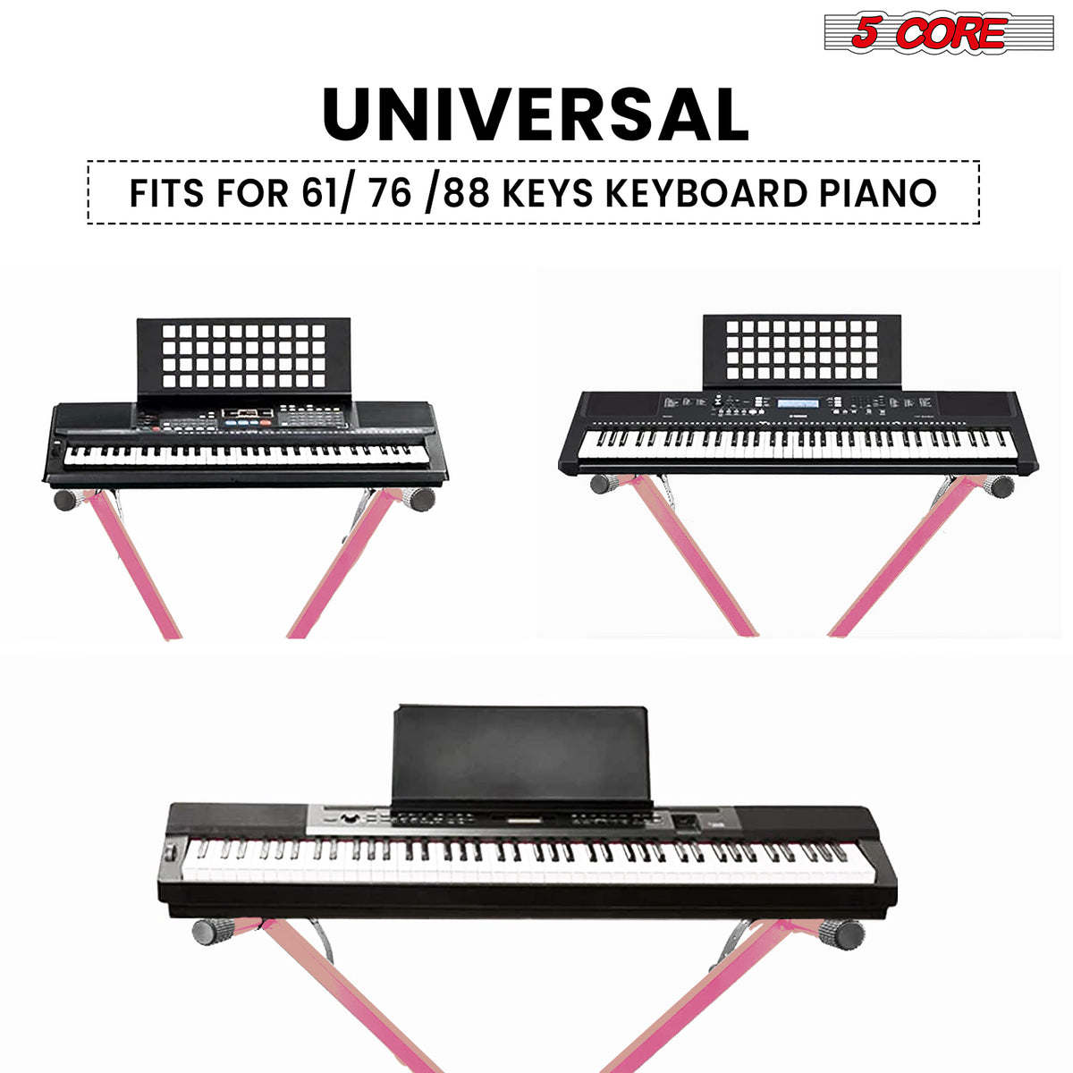 5 Core Keyboard Stand Adjustable Digital Electric Piano Synthesizer Music Stands For 61 76 88 Keys - KS 1X