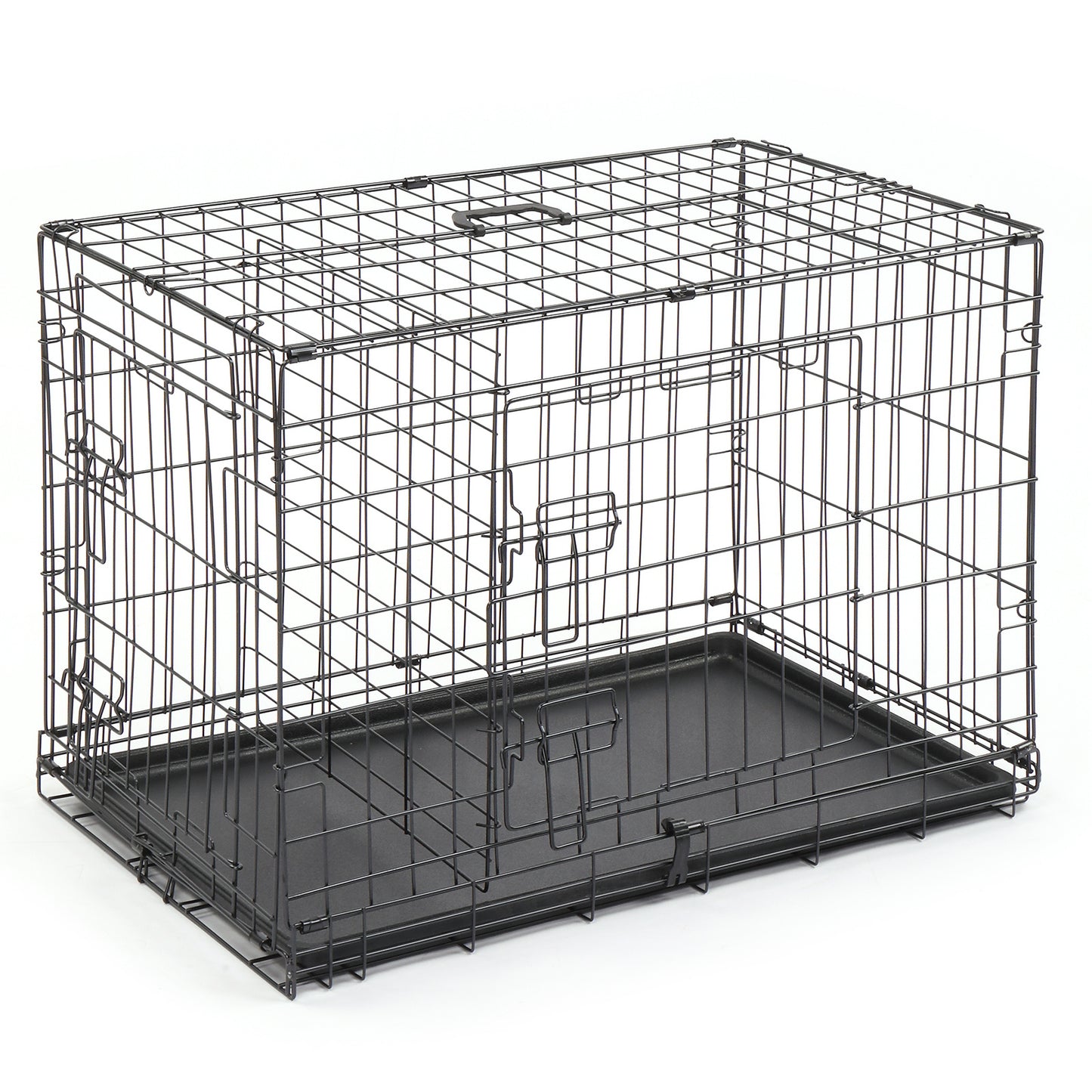 30" Pet Kennel Cat Dog Folding Steel Crate Animal Playpen Wire Metal