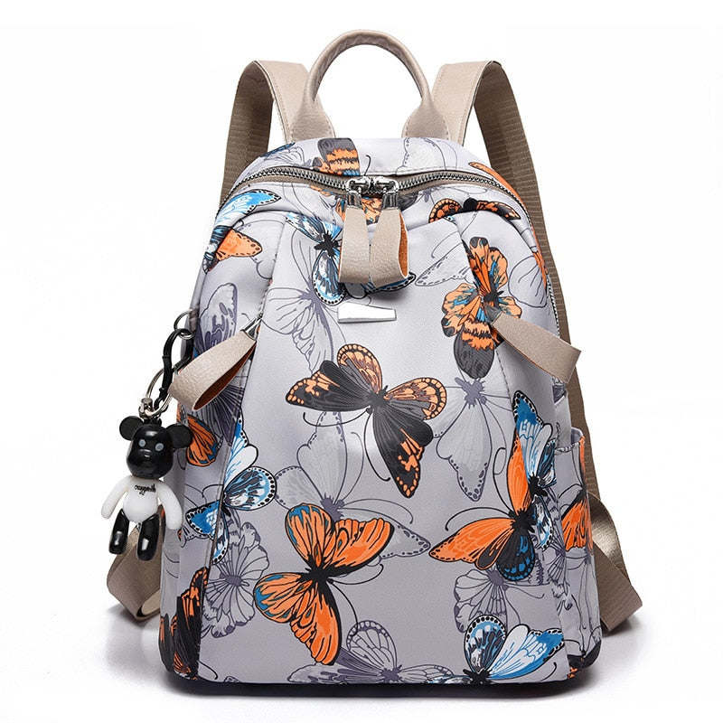 Anti-thief Feather Print Women Backpack Waterproof Travel Casual Schoolbag