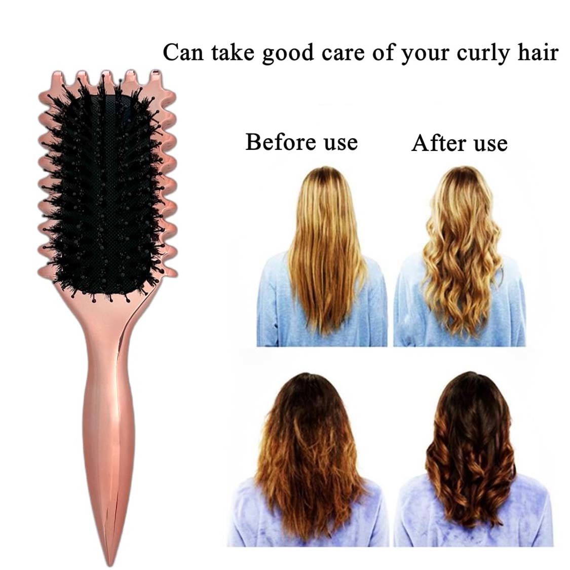 Gold Plated Curling Brush, Curl Defining Brush, Curl Brush For Curly Hair, For Combing And Shaping Men's And Women's Curls To Reduce Pulling And Curl Separation