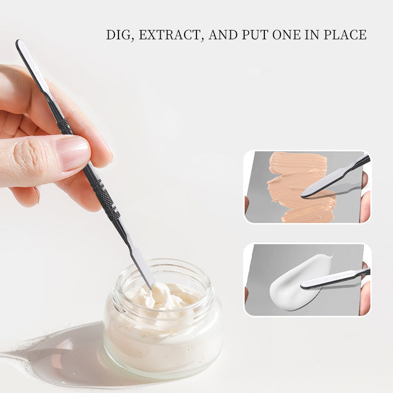 Stainless Steel Cosmetic Makeup Palette, Professional Cosmetic Mixing Makeup Palette Spatula Makeup Artist Tool, Beauty Salon Color Cream Mixing Palette With A Spatula Makeup Nail Art Palette