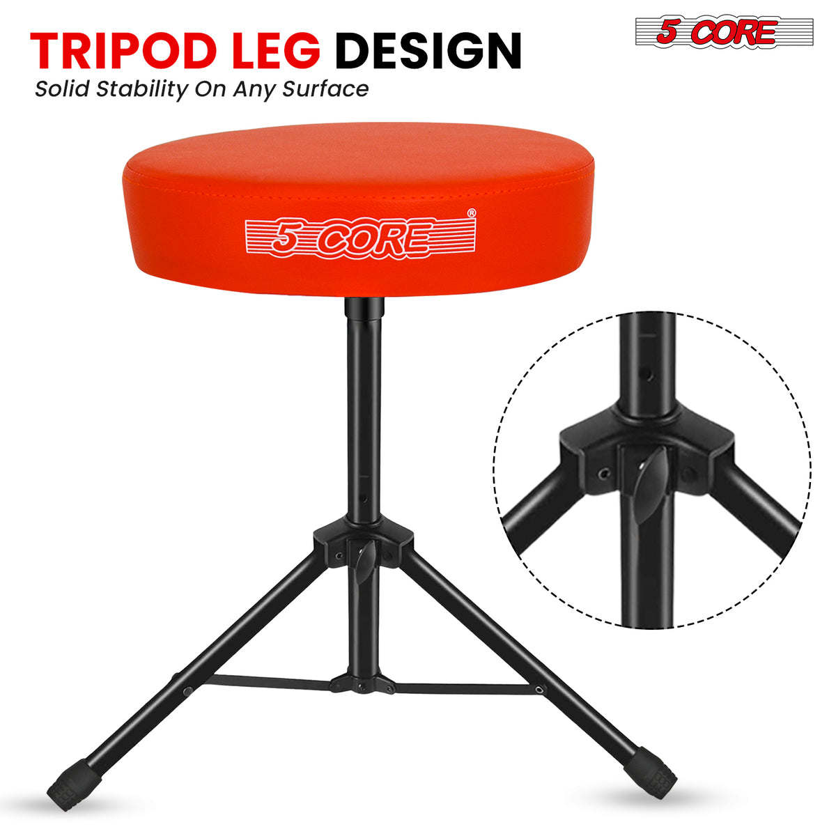 5Core Drum Throne Padded Guitar Stool Height Adjustable Drummer Seat Music Chair for Adults And Kids - DS 01