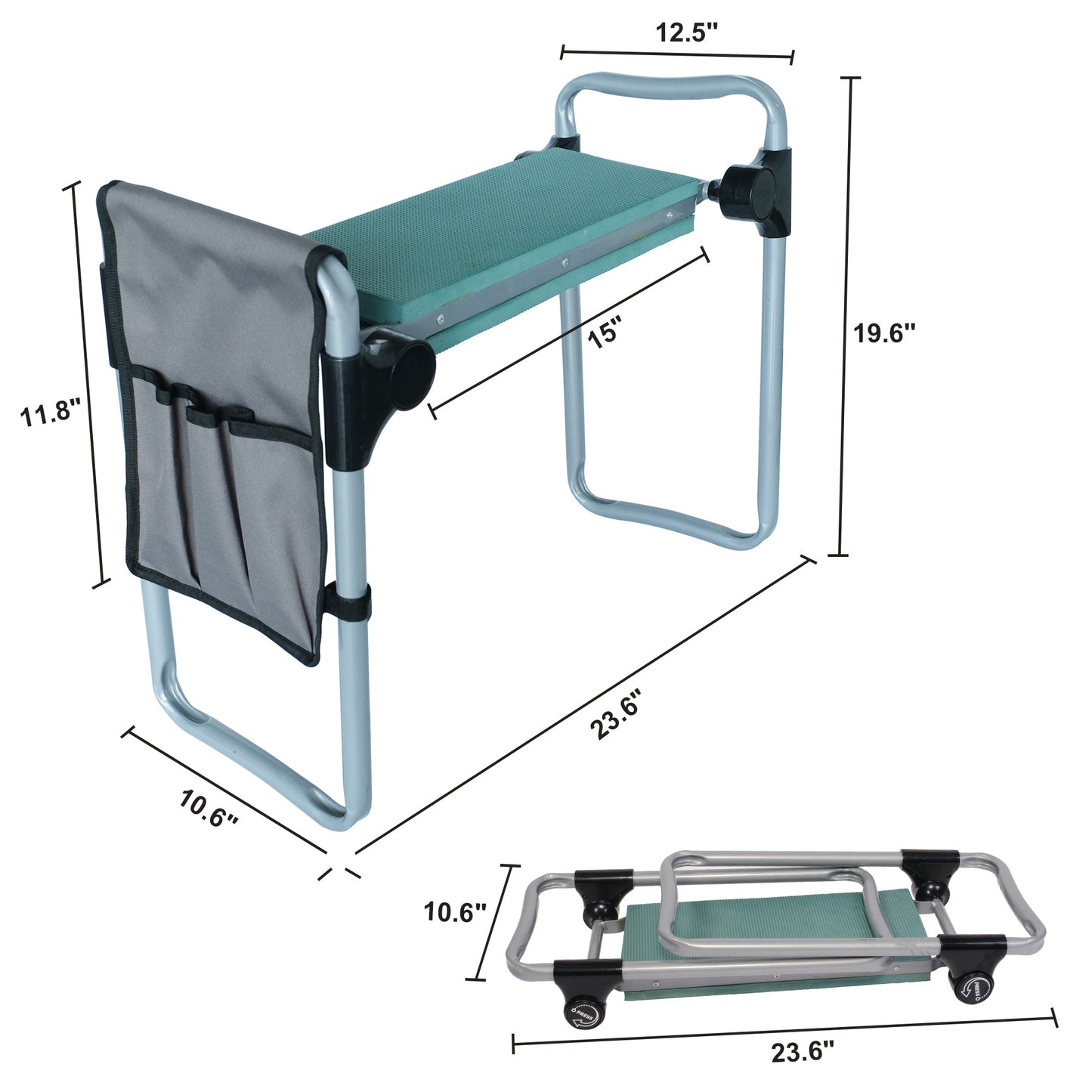 Garden Kneeler and Seat Stool, Foldable Garden Bench with Tool Pocket and Soft EVA Kneeling Pad for Senior, Gardening Lovers