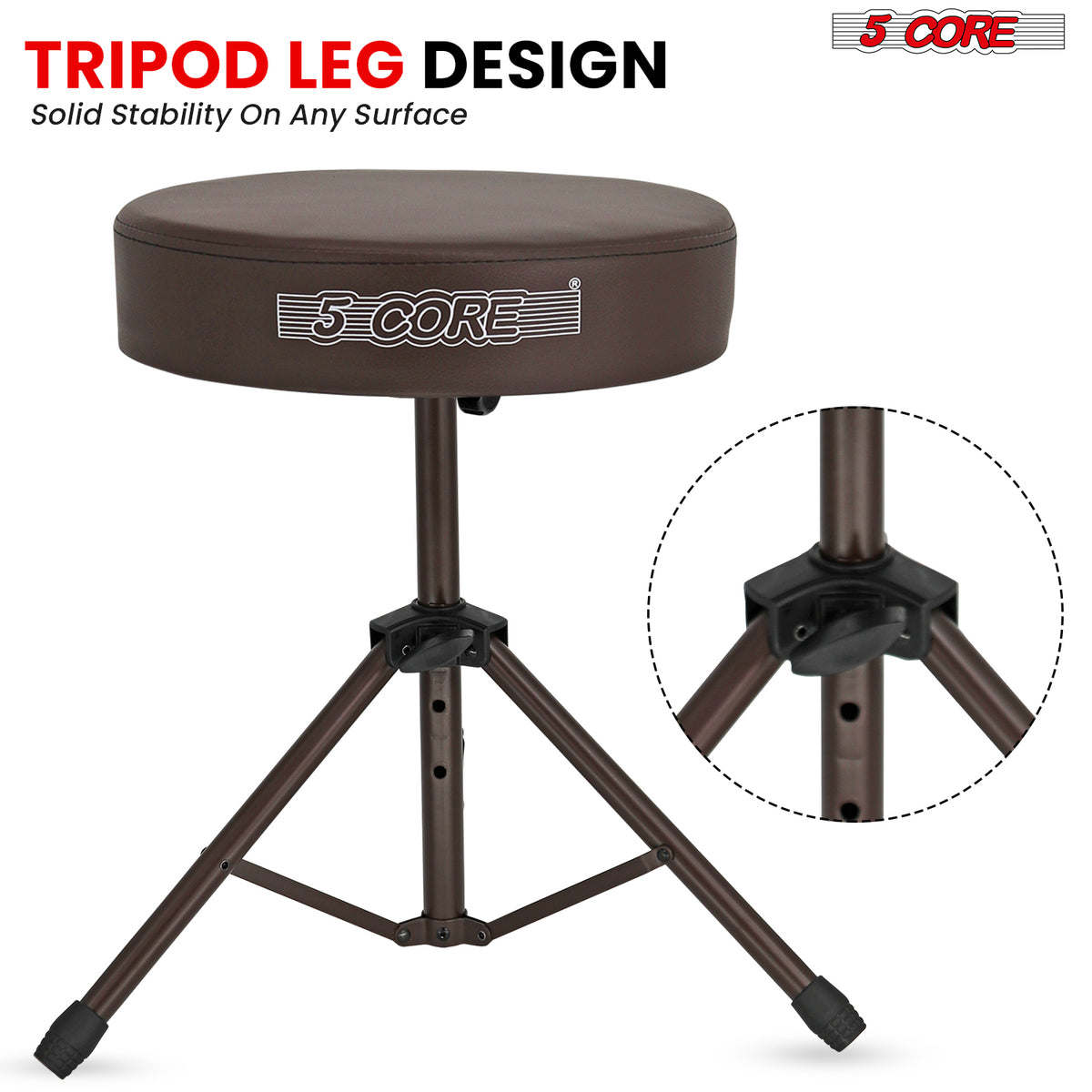 5Core Drum Throne Padded Guitar Stool Height Adjustable Drummer Seat Music Chair for Adults And Kids - DS 01