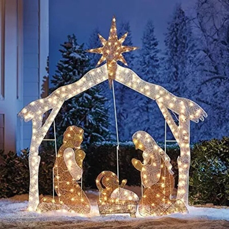 Tinsel Nativity Scene Home Decor Christmas Decoration Wedding