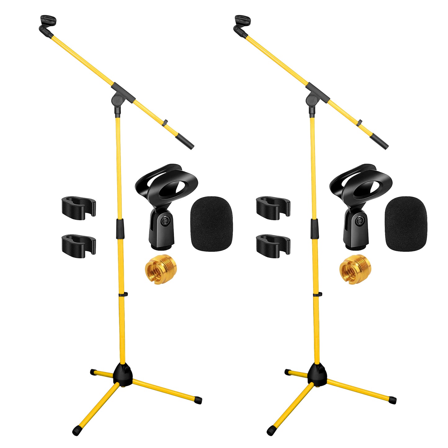 5 Core Tripod Mic Stand Heavy Duty Height Adjustable Floor Microphone Boom Arm Pedestal Para Microfono for Singing On Stage Studio - MS 080 YLW