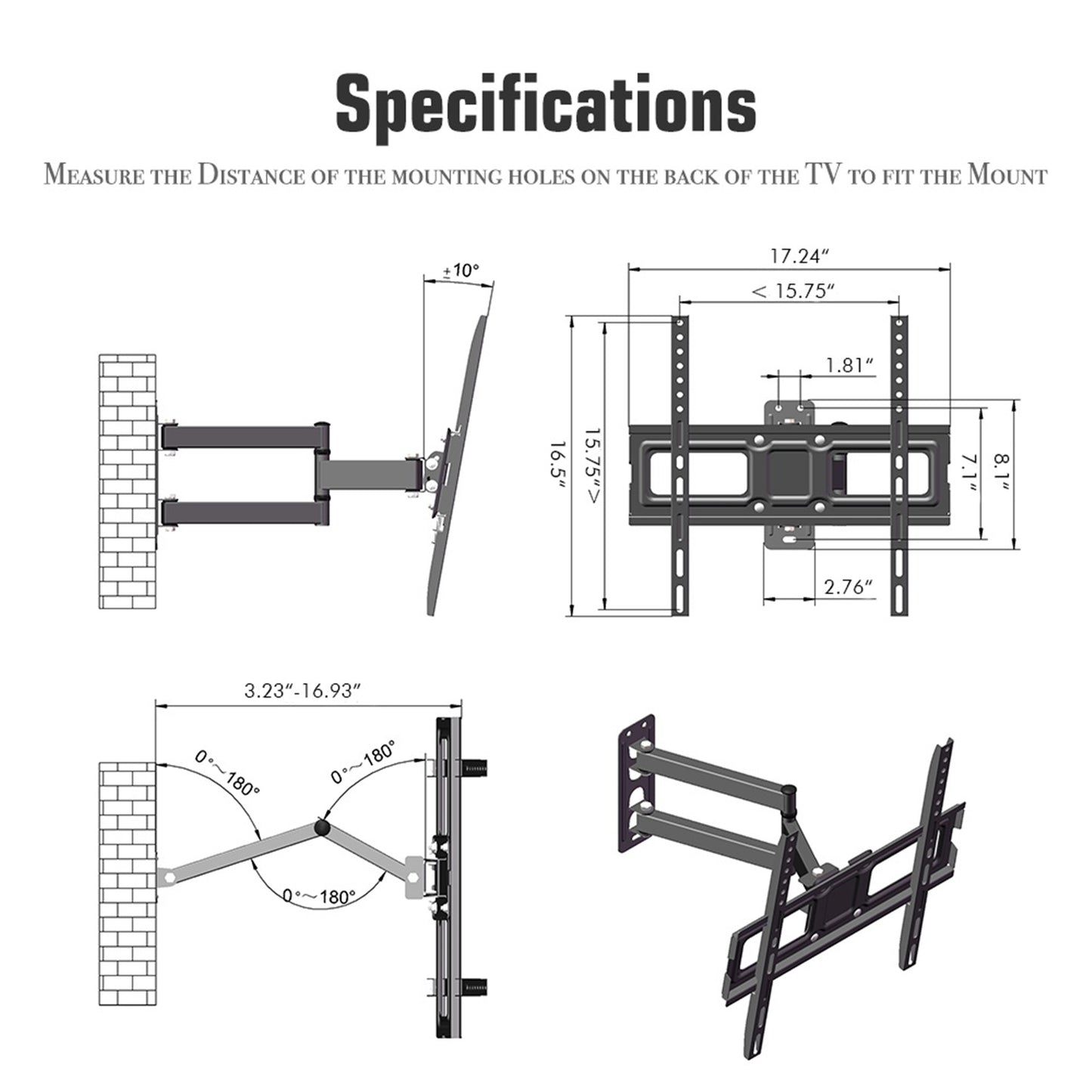 32-65" Single Pendulum Small Base TV Stand Tmxd-103 Bearing 35KG / VESE400*400 / Up And Down -10~ 10°