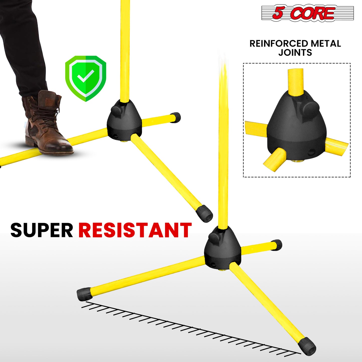 5 Core Tripod Mic Stand Heavy Duty Height Adjustable Floor Microphone Boom Arm Pedestal Para Microfono for Singing On Stage Studio - MS 080 YLW