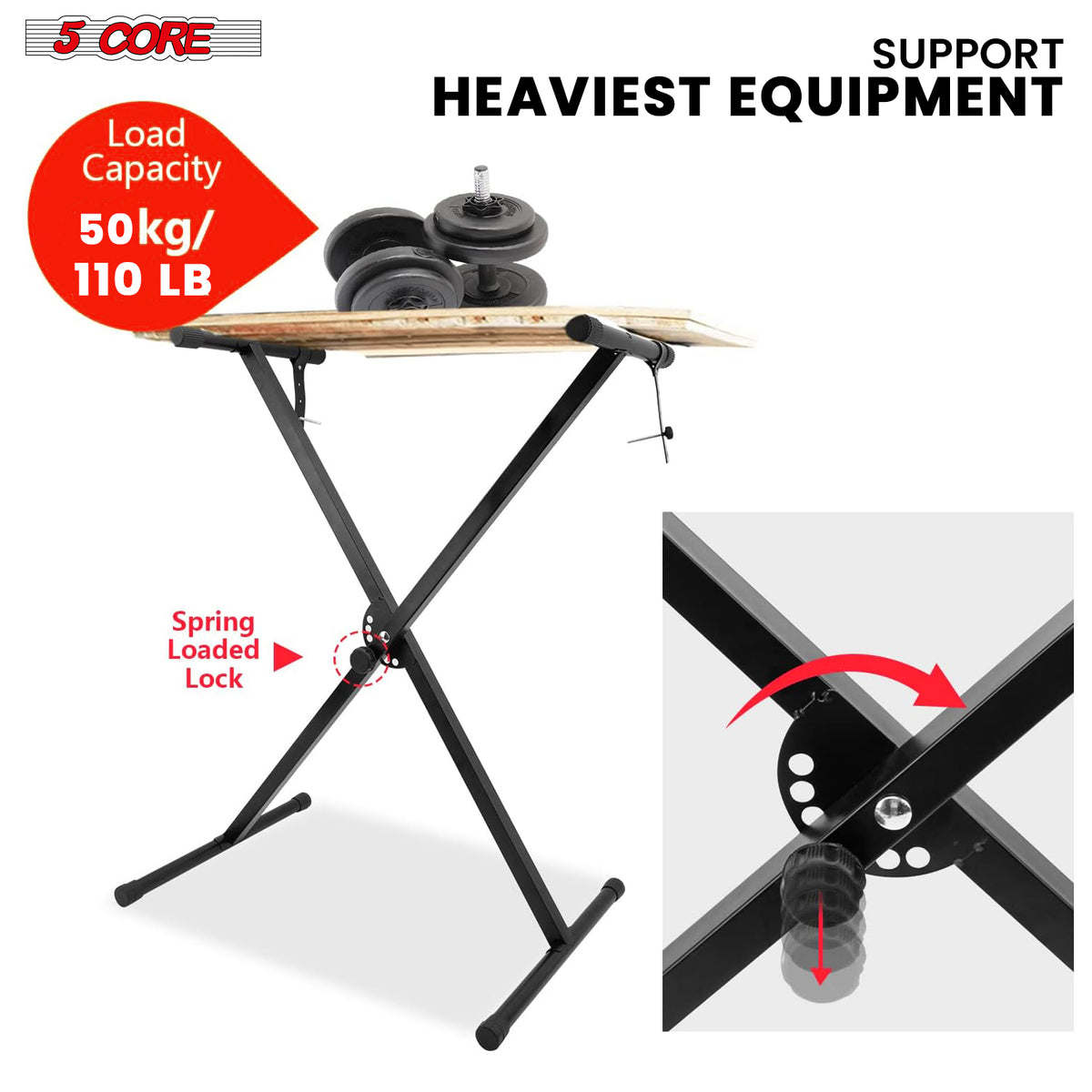 5 Core Keyboard Stand Adjustable Digital Electric Piano Synthesizer Music Stands For 61 76 88 Keys - KS 1X