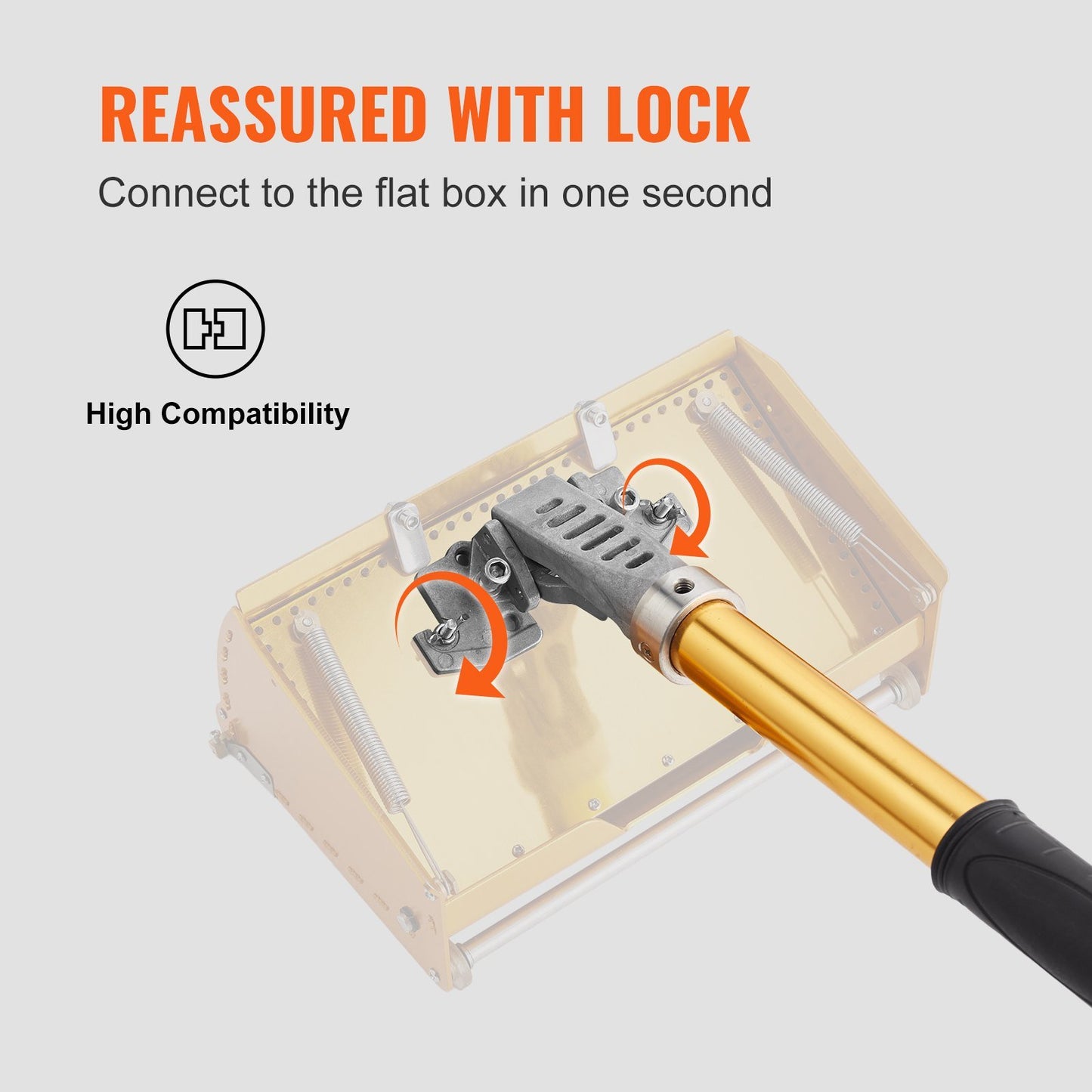 VEVOR Drywall Flat Box Handle; 40''-64''; Anodized Aluminum Flat Finishing Extension Handle; 5-Section Length Adjustable; Non-slip Grip and 360° Painting for Plasterboard; Wallboard; Sheetrock