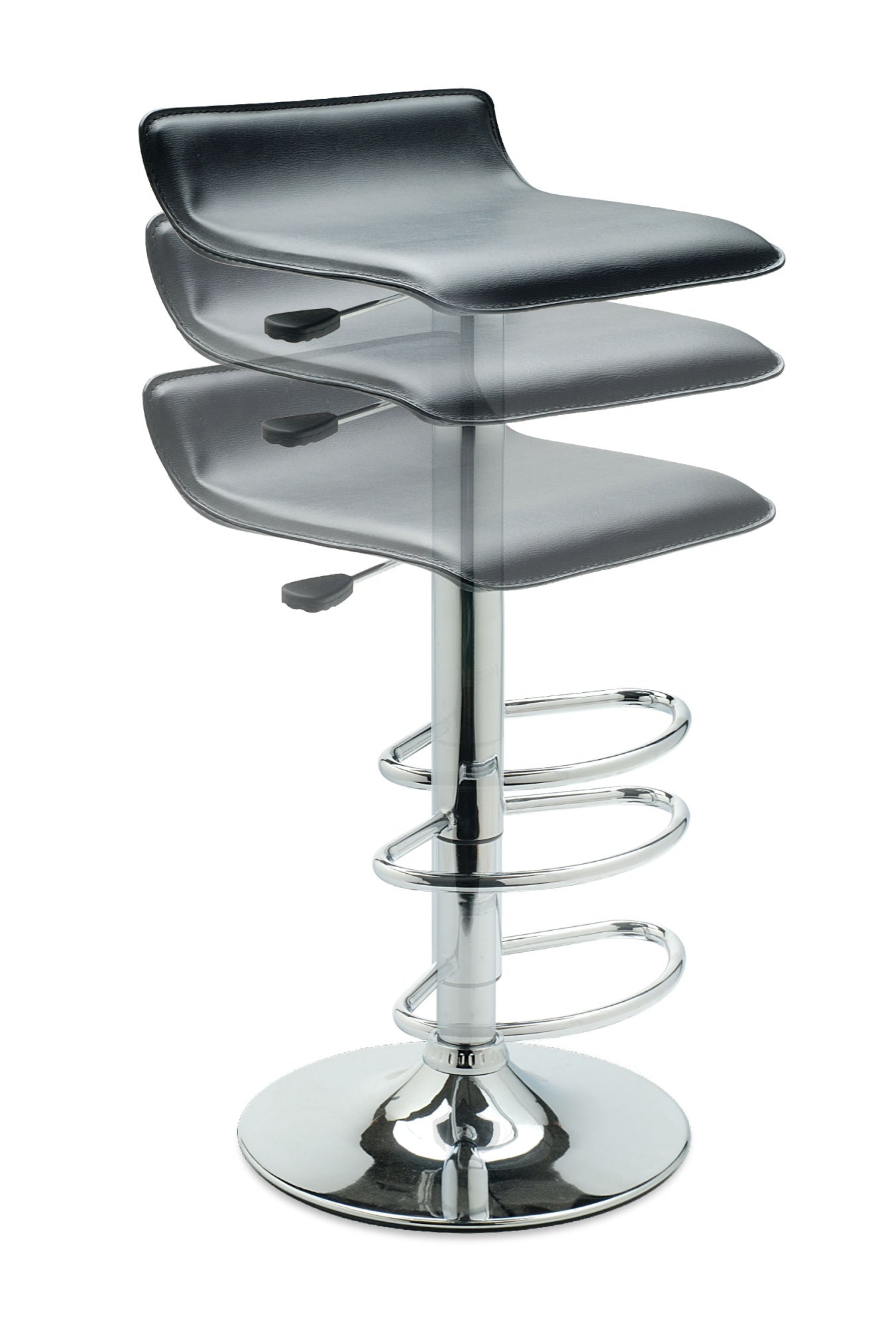 Single Airlift Swivel Stool with Black Faux Leather Seat