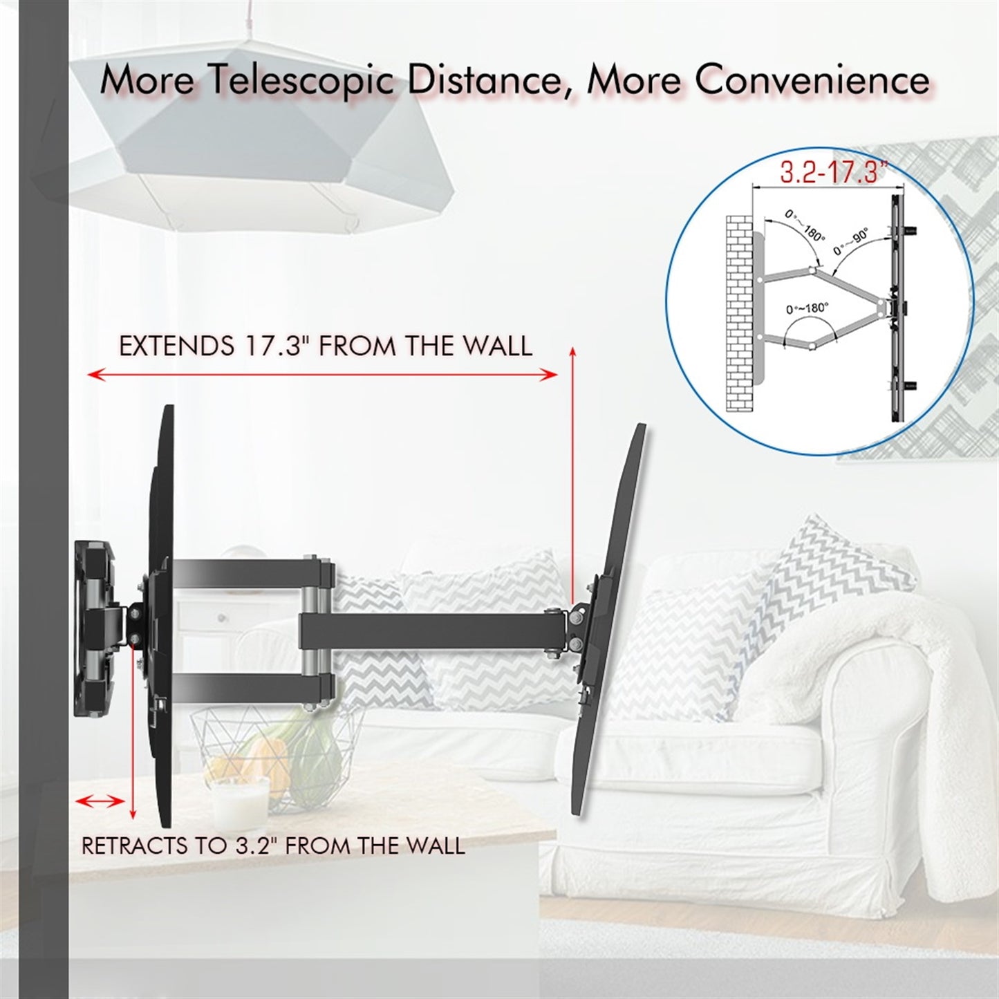 32-70 Inch Double Pendulum Large Base TV Stand Tmds-101 Bearing 50Kg/Vese600*400/Upper And Lower-10~ 10°