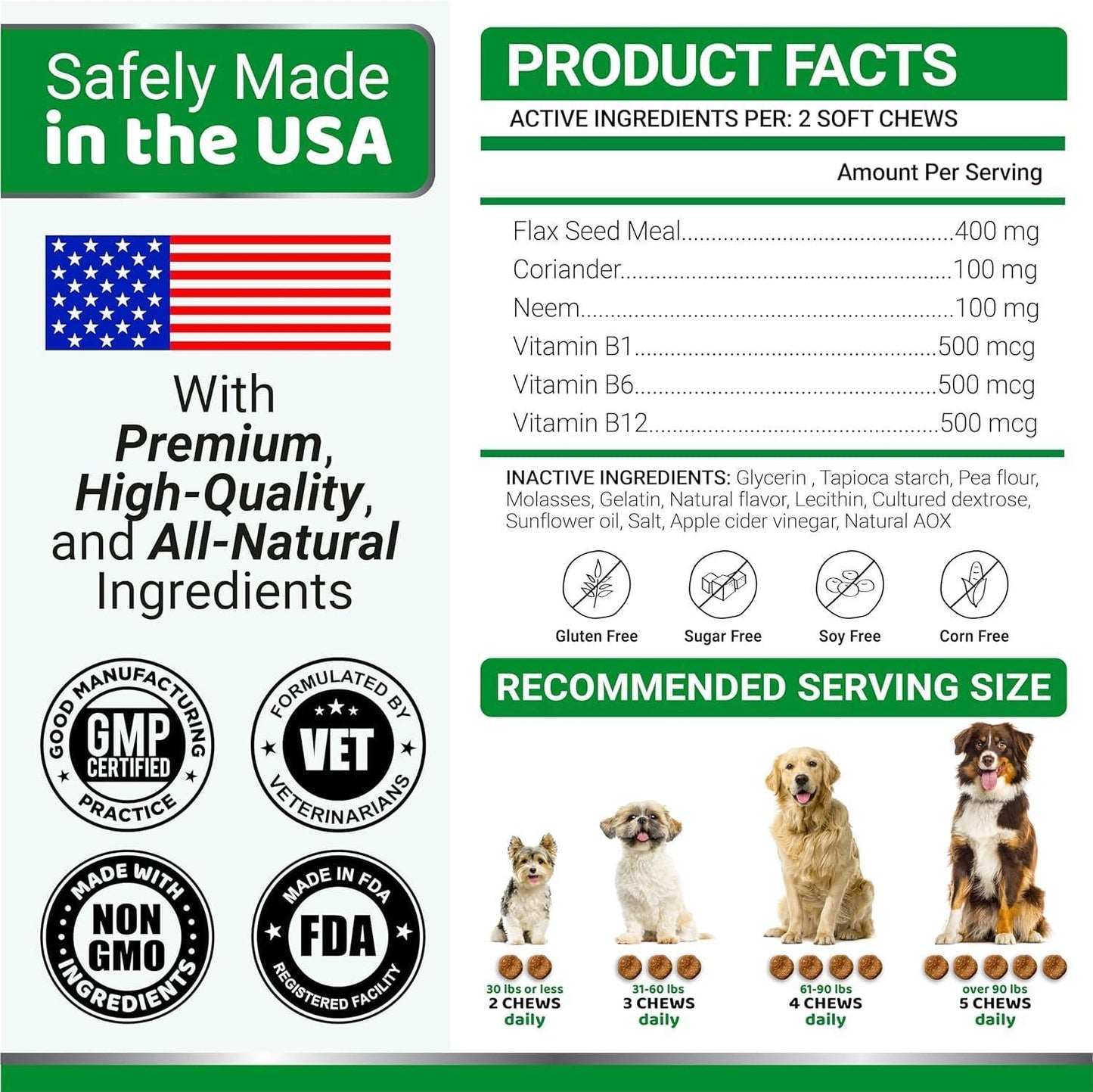 2 Pack Flea and Tick Prevention for Dogs Chewables Natural Dog Flea and Tick Treatment Chewable Flea and Tick Chews for Dogs Soft Oral Flea Pills for Dogs All Breeds & Ages Made in USA