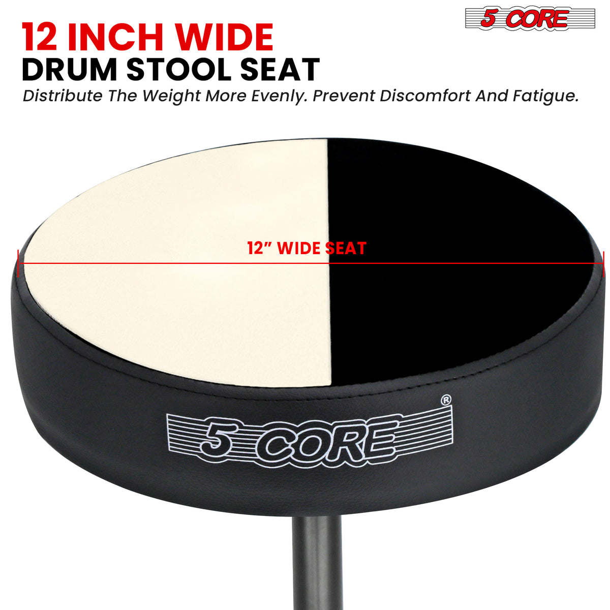 5Core Drum Throne Padded Guitar Stool Height Adjustable Drummer Seat Music Chair for Adults And Kids - DS 01