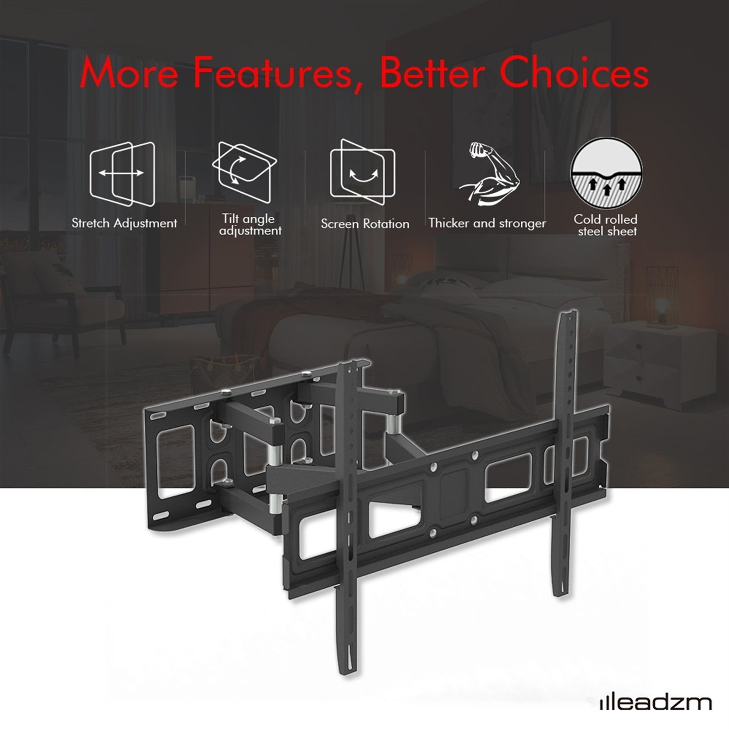 32-70 Inch Double Pendulum Large Base TV Stand Tmds-101 Bearing 50Kg/Vese600*400/Upper And Lower-10~ 10°