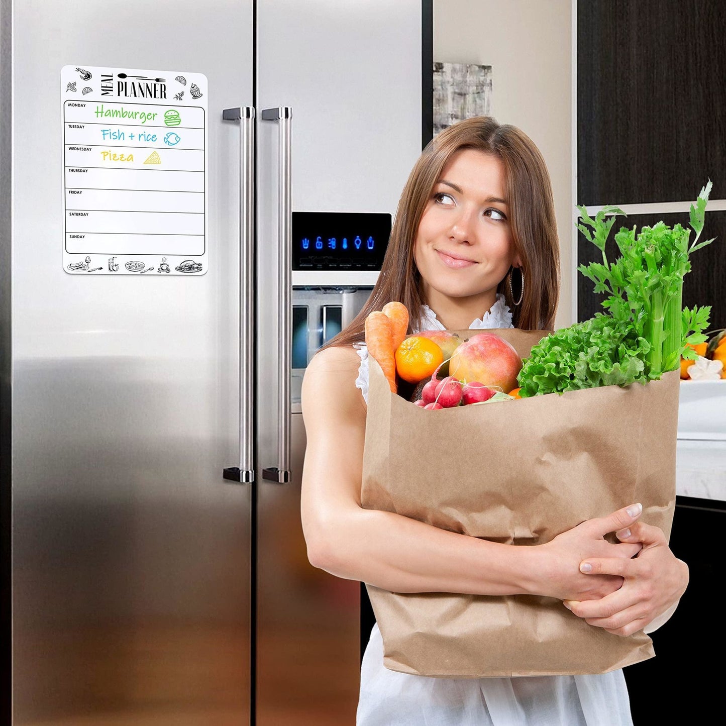 Magnetic Meal Planner for Refrigerator Dry Erase A4 Size Weekly Menu Board