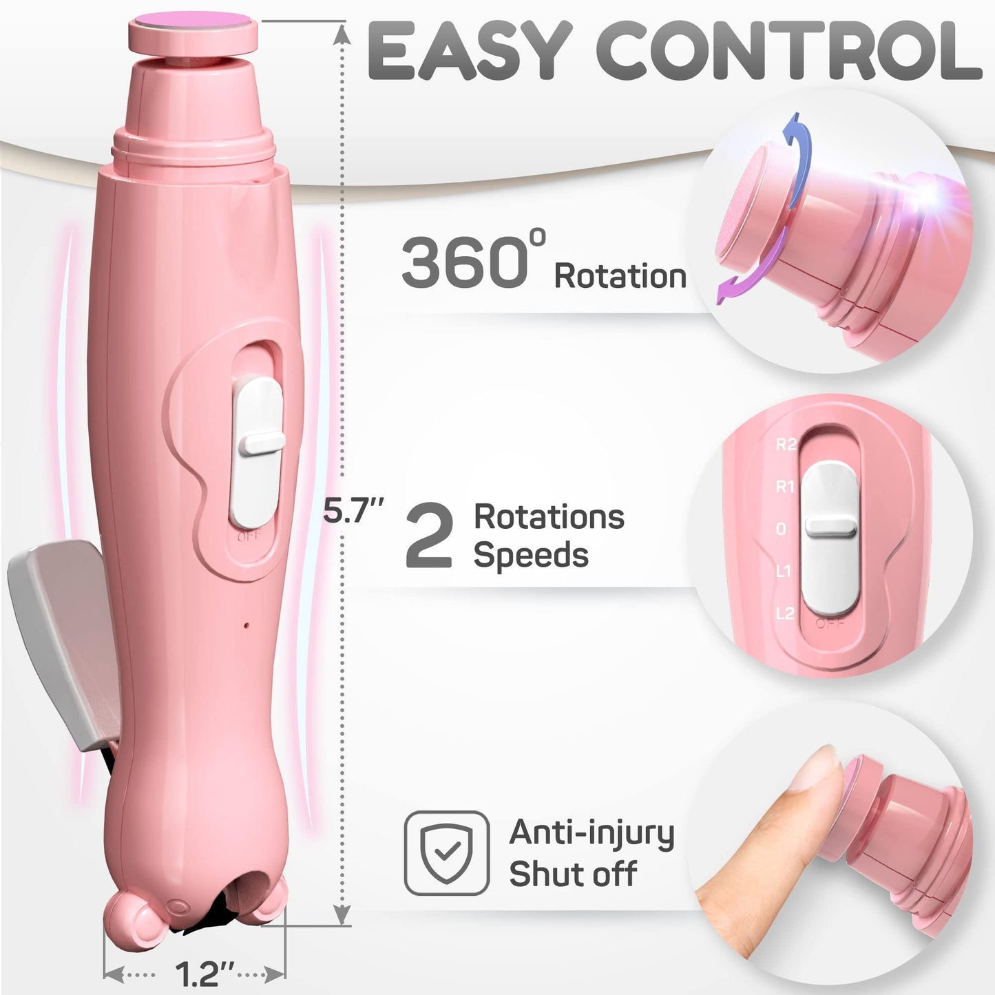 Pink Rechargeable Baby Nail Clippers Baby Nail Trimmer Electric w Led Light for Newborn Infant Toddler Kids Baby Manicure Fingernail Care Set w Scissors Baby Essentials Must Haves Grinder Cutter