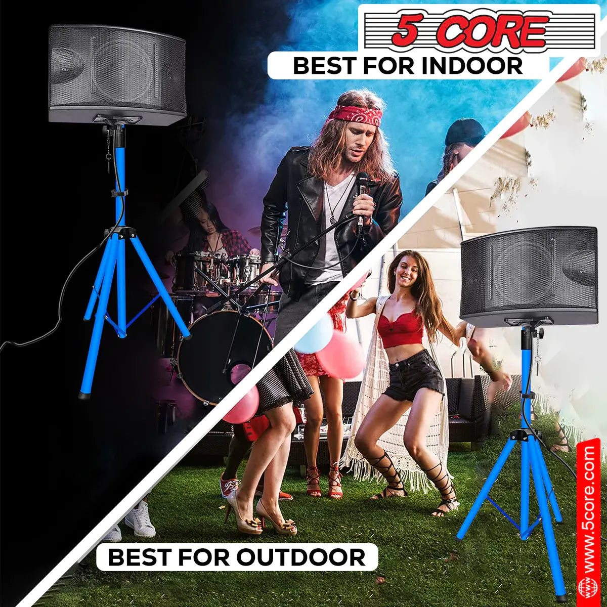 5 Core Speaker Stand Tripod Floor Tall Adjustable Up to 72 Inch DJ Studio Monitor Stands Pole Mount -- SS ECO 1PK WoB