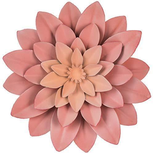 3D Metal Succulent Wall Decor Pink Hand Painted Hanging Metal Flowers 7.5x7.5x1.5 inch Wall Decor for Living Room Bedroom Kitchen Bathroom Flower Wall Art for Indoor Outdoor Decor