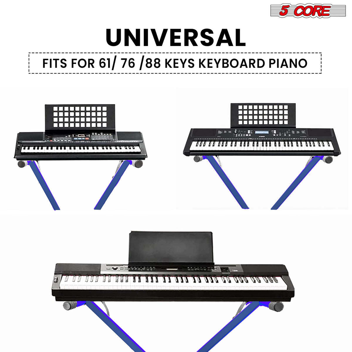 5 Core Keyboard Stand Adjustable Digital Electric Piano Synthesizer Music Stands For 61 76 88 Keys - KS 1X