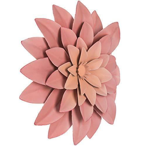 3D Metal Succulent Wall Decor Pink Hand Painted Hanging Metal Flowers 7.5x7.5x1.5 inch Wall Decor for Living Room Bedroom Kitchen Bathroom Flower Wall Art for Indoor Outdoor Decor
