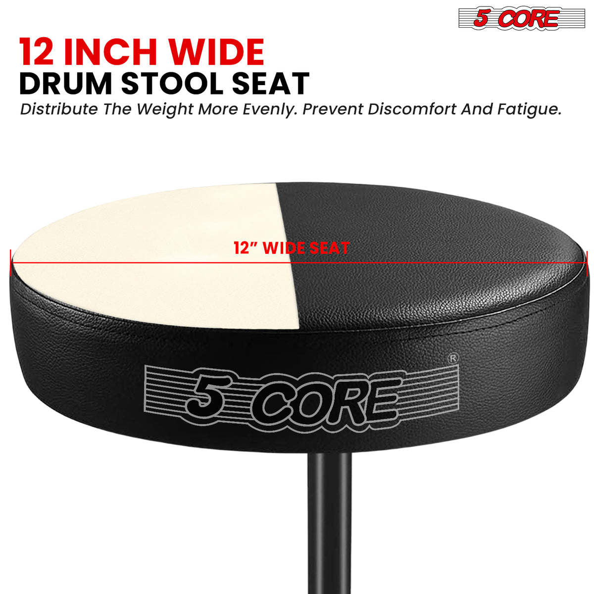 5Core Drum Throne Padded Guitar Stool Height Adjustable Drummer Seat Music Chair for Adults And Kids - DS 01