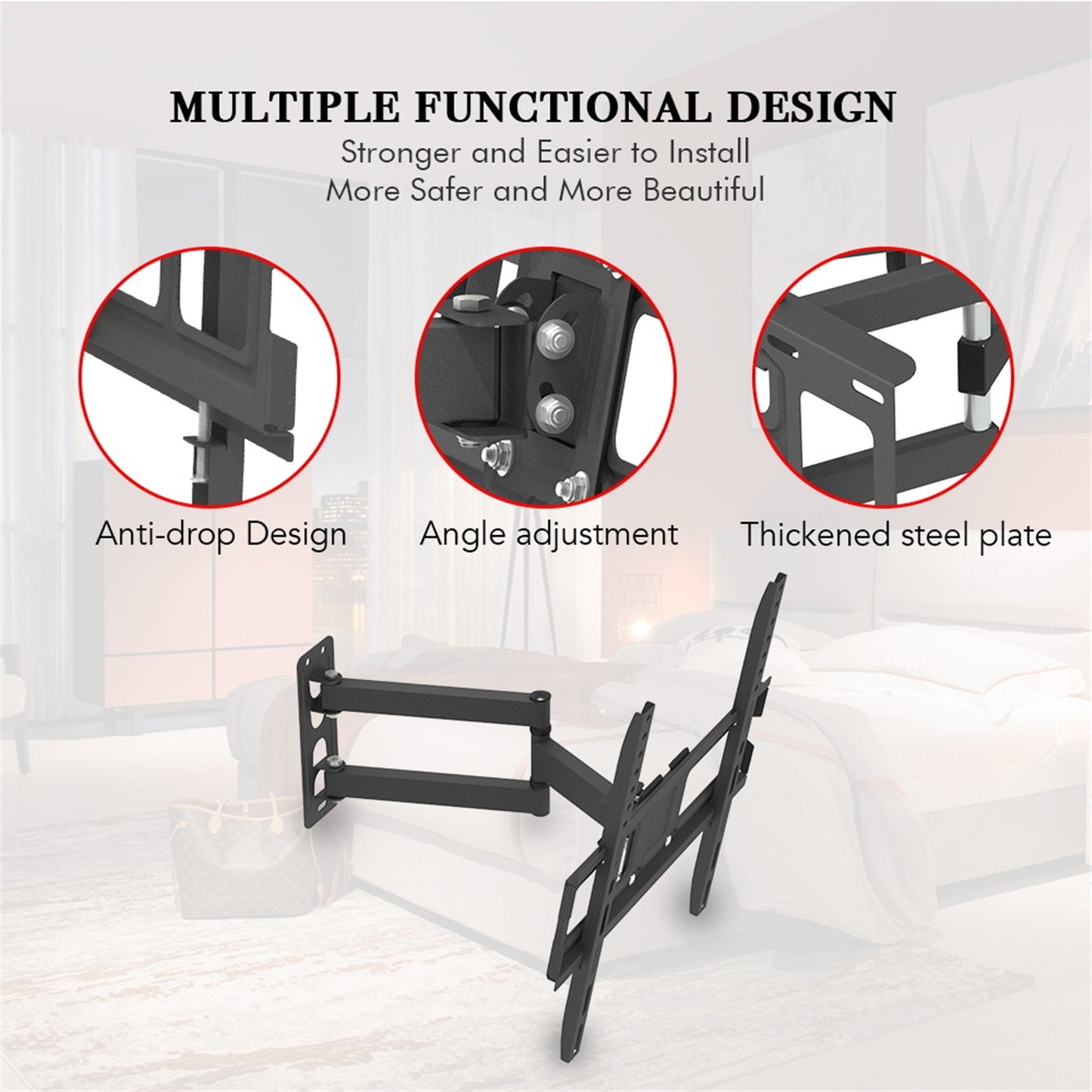 32-65" Single Pendulum Small Base TV Stand Tmxd-103 Bearing 35KG / VESE400*400 / Up And Down -10~ 10°