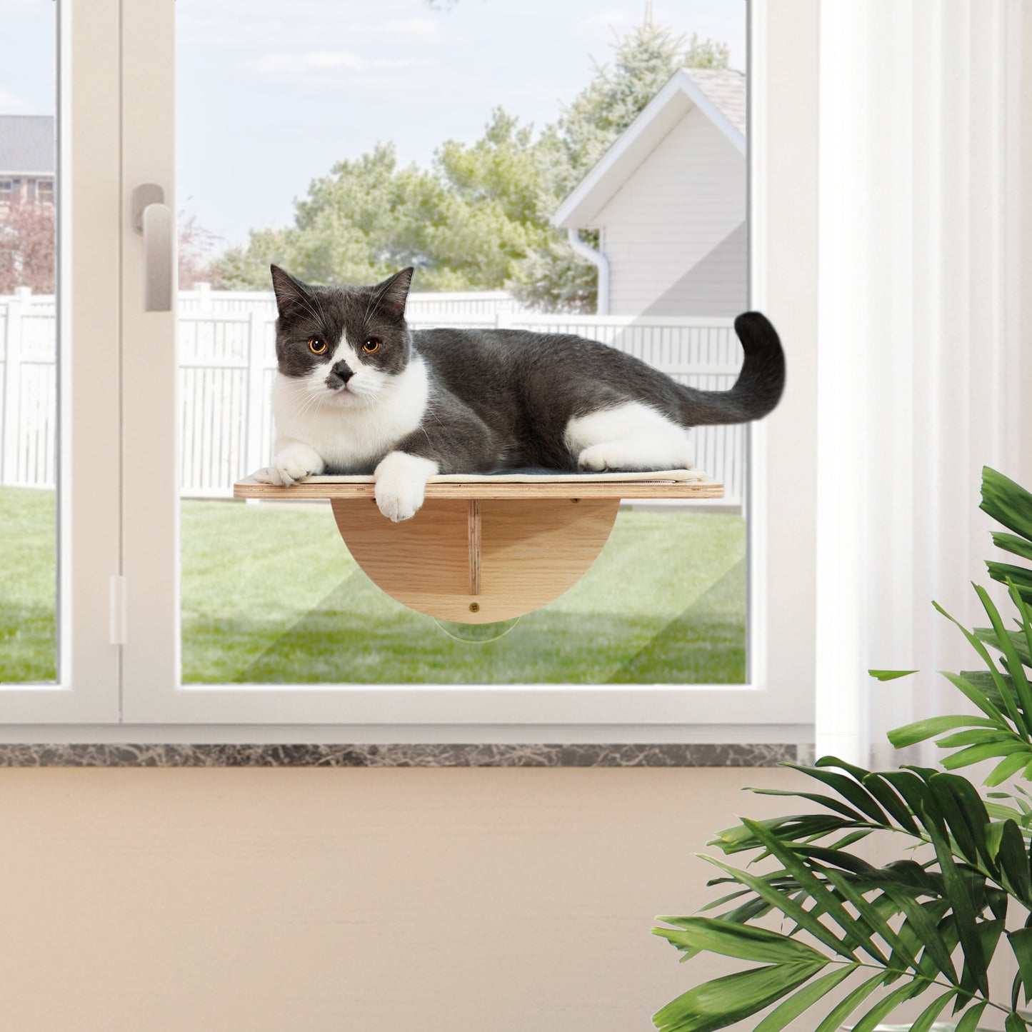 Indoor Cat Window Perch; Cat Hammock; Window-Mounted Cat Bed with Strong Suction Cups; Removable Felt; Two Installation Modes for Indoor Cats; Natural